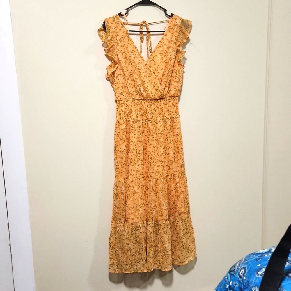 Orange Floral Sienna Sky Dress Medium